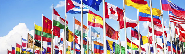 SEO services for international localisation and multilingual SEO. Photo with flags