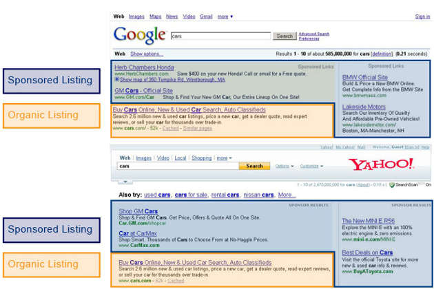 Examples of search engine advertising with google adwords and bing ads