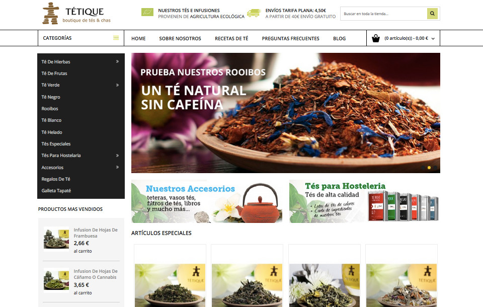 Consulenza SEO per eCommerce. Negozio di Barcellona che vende online tè, tisane e accessori