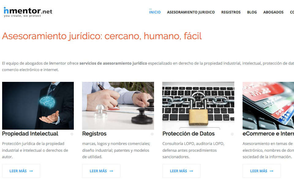 posizionamento seo, pubblicità internet e web design per lo studio di avvocati inmentor di Barcellona